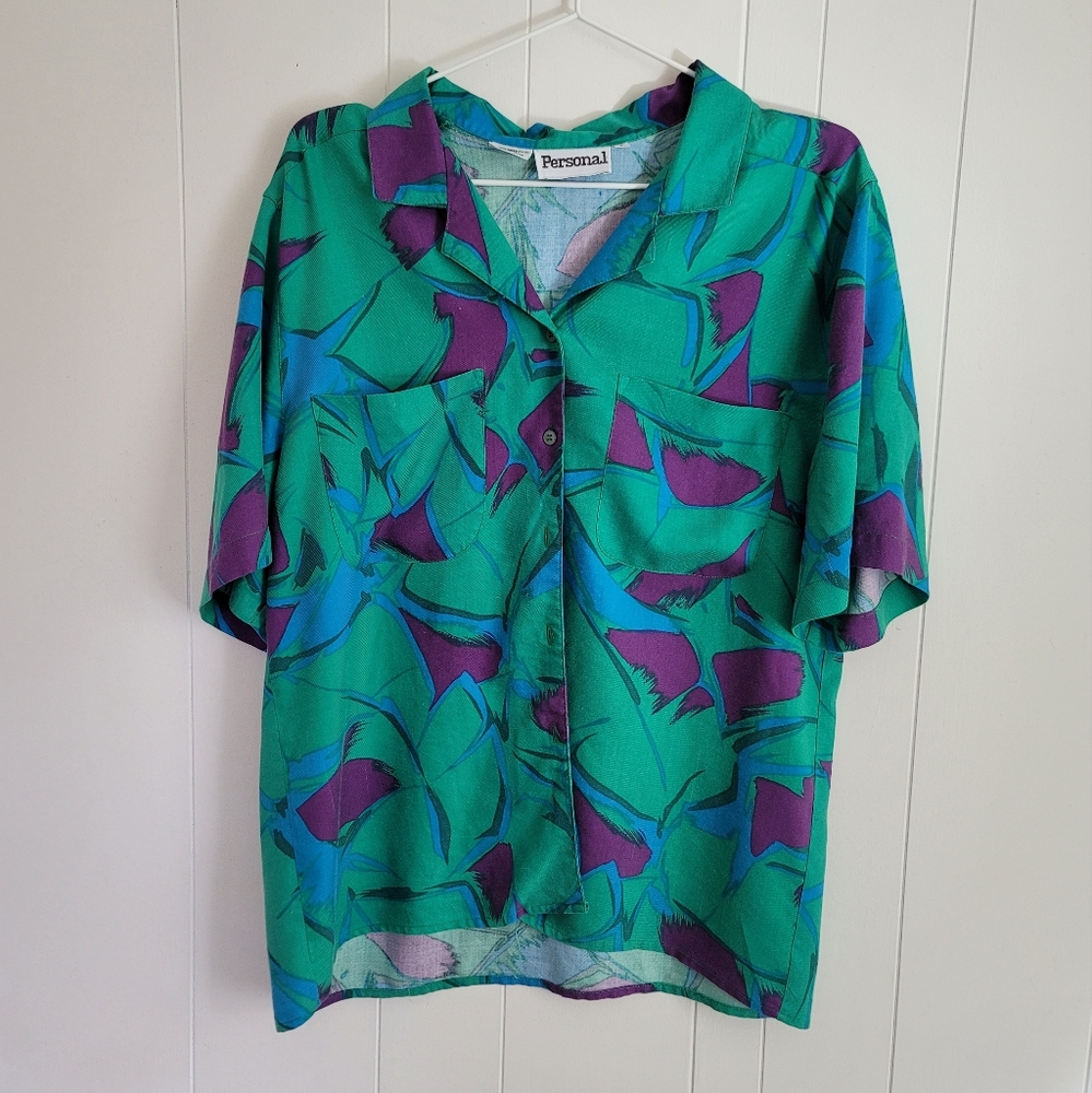 Vintage Personal 1990's printed button down women's shirt size 8